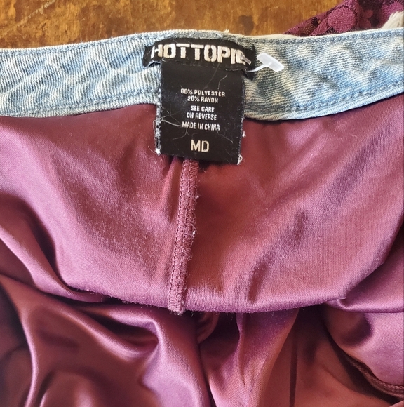 Hot Topic Red and Purple Skirt with Distressed Hem - Picture 7 of 10